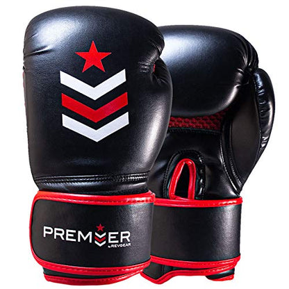 Revgear Premier Boxing Gloves for Punching Boxing Kickboxing | Perfect for Training Sessions with Speed Bags, Heavy Bags, and Focus Mitts Men and Women | Comfortable and Durable | Unbeatable Value - color: Red/Black