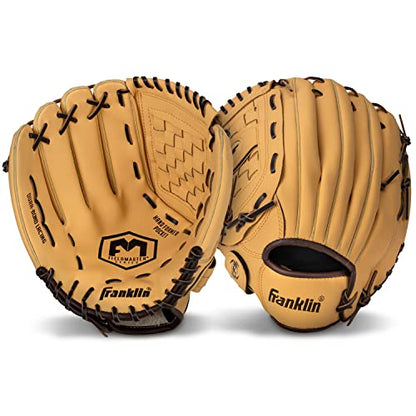 Franklin Sports Field Master Baseball + Softball Glove - Field Master Adult + Youth Baseball + Softball Mitt - Men's + Women's Gloves - color: Camel, style: 12.5" - Basket Web