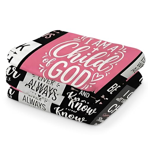 Christian Scripture Throw Blanket for Women, Inspirational Jesus Faith-Based Blanket, Soft Cozy Decorative Religious Gift Blanket, 50 x 60 Inch - color: Pink Christian, size: 50*60IN