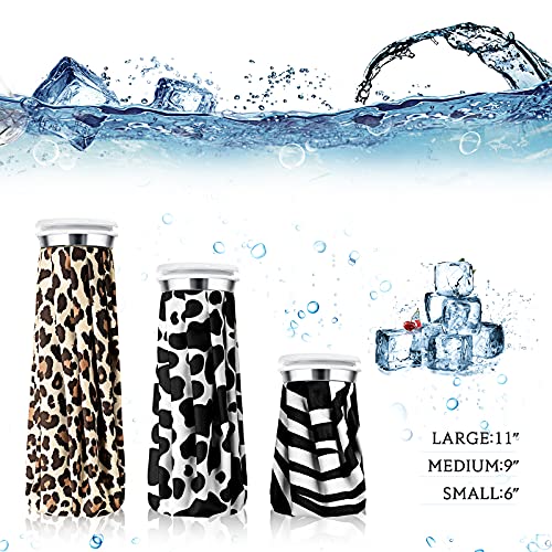 3 Pieces Ice Bags for Injuries Reusable Hot and Cold Pain Relief Ice Bag 6/9/10 inches for Sports Knee Head Leg Injury(Animal Print)