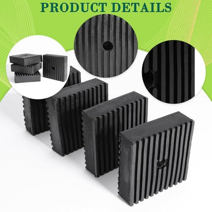 4 Pack Heavy-Duty Anti-Vibration Rubber Pads – Solid 4"x4"x1.2" | Noise Reducing & Slip-Resistant Mat for Air Compressor, Generator, Washer, Dryer, HVAC Units