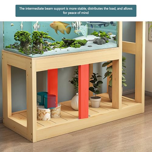Heavy Duty Solid Wood Aquarium Stand - Double-Layer Design for Fish Tanks & Terrariums, Easy Assembly, Durable Home Decor, Perfect for Aquatic & Reptile Enthusiasts