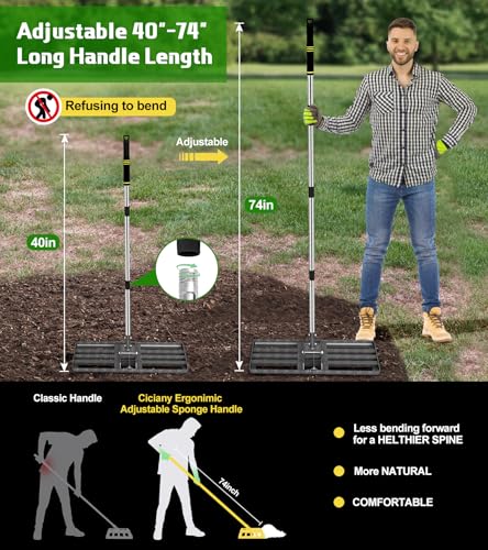 Heavy-Duty Lawn Leveling Rake Levelawn Tool with 30"x10" Plate & 6.2FT Adjustable Stainless Steel Handle Effortlessly Levels Soil/Dirt Surfaces in Lawn, Garden, Backyard, Golf Course, Farm, Pasture