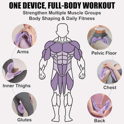 Pelvic Floor Exercise Device with 35 lb Resistance, Kegel and Inner Thigh Muscle Trainer, Home Workout Equipment for Postpartum Recovery, Women & Men, with Band - color: Purple