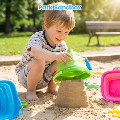 Shindel Collapsible Bucket for Kids, Foldable Pail Bucket for Beach Toys, Summer Toys, Camping Gear, Beach Party, Fishing, and Fun Summer Activities - color: Mix 1