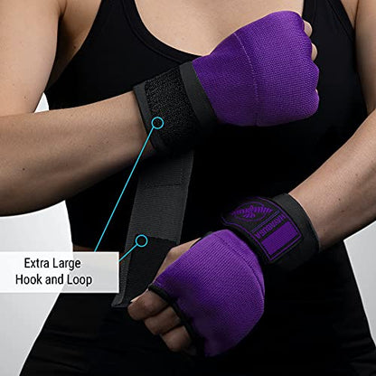 Hayabusa Quick Gel Boxing Hand Wrap Gloves - color: Purple/Black, size: Large