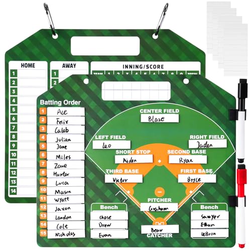 Magnetic Baseball Lineup Board with 40 Sheets-Dry Erase Baseball Clipboard for Coaches,Reusable Baseball Lineup Name Cards,Essential Baseball Training Equipment&Baseball Accessories for Mom&Coaches