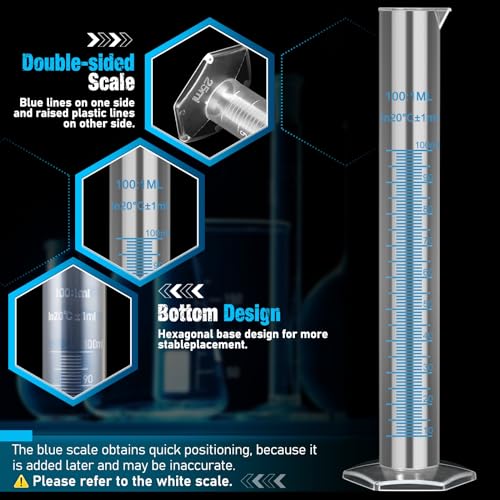 moveland Plastic Graduated Cylinders and Beakers with 5 Pipettes, 10ml 25ml 50ml 100ml Cylinders, 50ml 100ml 250ml 500ml 1000ml Beakers, Ideal for DIY and Kids Science Lab | 10-100ml Cylinders, 50-1000ml Beakers & 5 Pipettes, Food-Grade Shatterproof, Accu