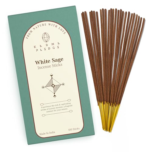 KarmaPledge White Sage Incense Sticks, Burn Time 45-60 Min, 100 Sticks - color: White Sage
