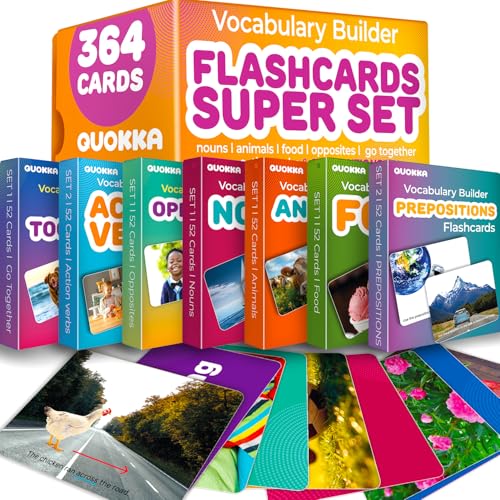 QUOKKA 364 Flash Cards for Kids and Adults - Real-Life Large Preschool Flash Cards for Speech Therapy, ABA Therapy, ESL Teaching, Pre-K to 3rd Grade, 7 Vocabulary Building Categories with Prepositions - size: 364 Cards, style: Super Set (Prepositions)