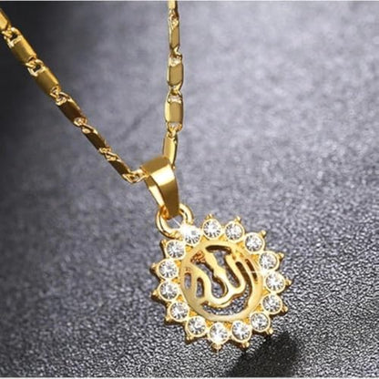 Exquisite Islamic Muslim Allah Quran Pendant Necklace Women Religious Amulet Jewelry Ramadan Gift - color: Yellow