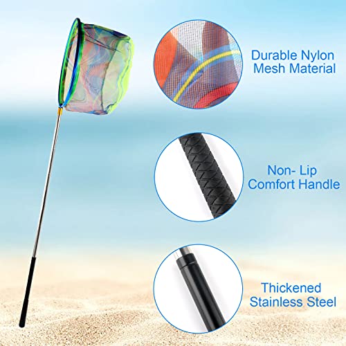 Floating Telescopic Folding Net with 7 Inch Pliers & Lip Gripper - Kids Fishing Net with Foldable Sand Bucket & Fishing Gear Accessories - color: kids fishing net+ 2L Foldable Bucket