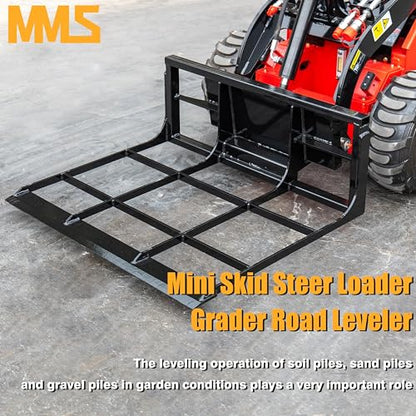 MMS Land Leveler Attachments for Mini Skid Steer Loader, 40" Grader Road Leveler, Loader Accessories Grader for Leveling Land, Gravel and Lawns