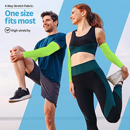 YESLIFE UPF 50 Cooling Sports Arm Sleeve for Men&Women - color: Fluorescent Green