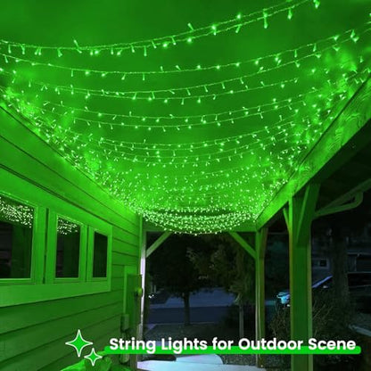 2 Pack 200 LED St. Patrick's Day String Lights Battery Operated with Timer - color: Green, size: 2PK(100LED)