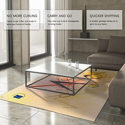 Wassily Kandinsky Famous Painting Area Rug Modern Artwork Carpet for Living Room Bedroom Dining Home Office Rug with Rubber Backing 5'2''x8' - size: 5'2" x 8' (Rectangular)