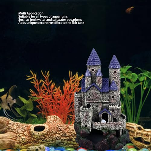 Aquarium Castle Decoration, Fish Castle Ornament, Simulated Hideout Cave with Simulation, and for Freshwater Saltwater Fish Decor