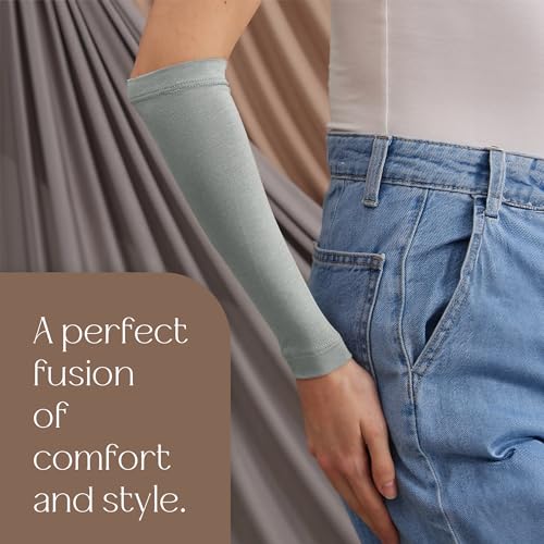 Modest Arm Cover | Jersey Arm Cover | Modest Sleeve Covering for Muslim Women - color: Gray Green