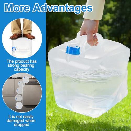 2 Pack Collapsible Water Container with Spigot,BPA Free Food Safe Camping Water Storage Carrier Jug for Outdoors Hiking Backpack & Survival Kit, Foldable Portable Water Canteen(10L/5.3 Gallon) - size: 2-Pack 5.3 Gal
