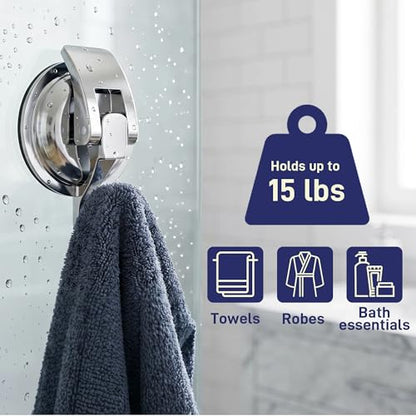 Heavy Duty Vacuum Suction Cup Hooks, Silver Plated Polished Super Suction for Kitchen Bathroom, 2 Pack - color: Silver