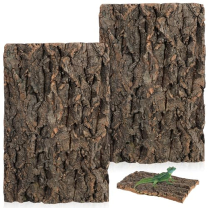 Kisangel 2Pcs Natural Cork Bark Fish Tank Decoration 11.81X7.87X0.39In Reptile Cork Bark Climbing Decor Aquarium Ornaments for Bearded Dragon Lizard Turtle Habitat