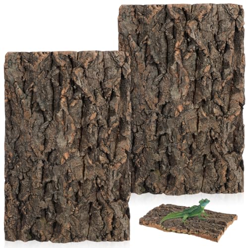 Kisangel 2 Pcs Cork Bark Fish Tank Decoration 11.81 X 7.87 X 0.39 in Reptile Climbing Decor Terrarium Bark Background for Bearded Dragon Lizard Habitat Aquarium Landscaping Ornament