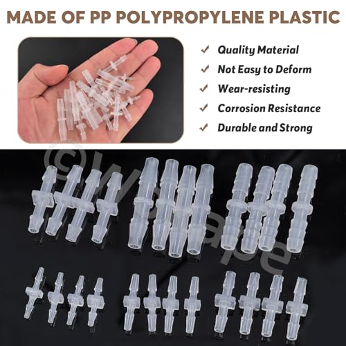24PCS Hose Barb Fitting Assortment with 37.92ft Clear PVC Tubing Hose(1/12" 1/8" 5/32" 3/16" ID), Plastic Reducer Fittings(1/16" 3/32" 1/8" 5/32" 3/16" 13/64" ID),Tube Set for Home Repair Water - style: Style 3