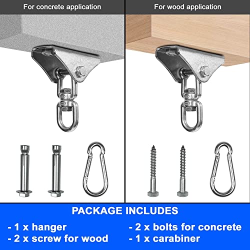 Yes4All Punching Bag Hanger, Stainless Steel Swivel Chain with 4 Snap Hooks for Heavy Bag, Gym Swing, Trapeze, and Hammock - color: Hangers 360 Degree Rotation