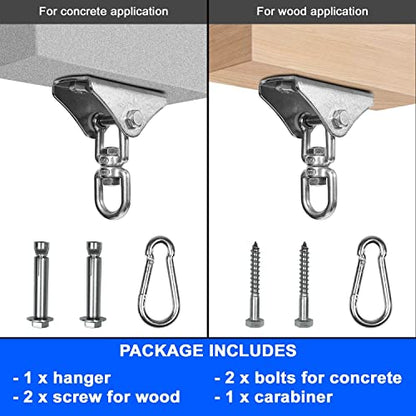 Yes4All Punching Bag Hanger, Stainless Steel Swivel Chain with 4 Snap Hooks for Heavy Bag, Gym Swing, Trapeze, and Hammock - color: Hangers 360 Degree Rotation