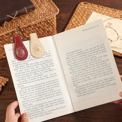 3PCS Vintage Magnetic Leather Bookmark, Leather Magnetic Bookmarks for Women, Magnetic PU Bookmarks Clip Book Accessories, Gilded Flower - style: Gilded Flower