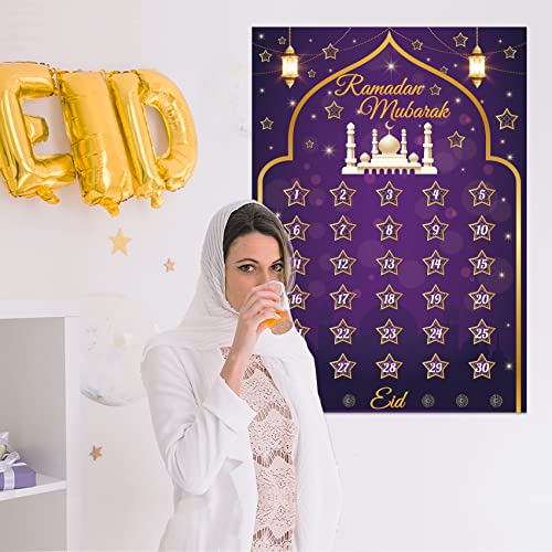 Ramadan Calendar 2025 Ramadan Decorations for Home Eid Activities for Kids Reusable Ramadan Decor Eid Mubarak Poster Ramadan Advent Calendar Decorations for Home Wall