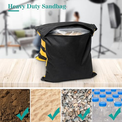 4 Packs Yellow Sandbag Weight Bags for Light Photography Video Equipment | Heavy Duty Saddlebags for Backdrop Stand, Photo Tripod, Canopy, Pop up Tent, Umbrella Base, Fishing Chair, Picnic Table - color: Yellow
