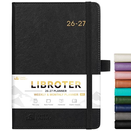 2026-2027 Planner - Academic Planner 2026-2027 Weekly Monthly Planner, July 2026 - June 2027, 5.7'' x 8.4'', Thick Paper, Leather Cover, Pen Holder, Back Pocket, Perfect Daily Organizer - Black - color: Black