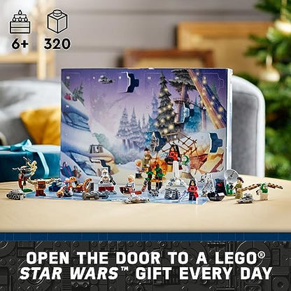 LEGO 스타워즈 2023 재림절 달력 75366 크리스마스 홀리데이 카운트다운 선물 아이디어, 9개의 스타워즈 캐릭터와 15개의 미니 빌딩 장난감, 새로운 경험과 데일리 수집용 서프라이즈를 발견하세요
