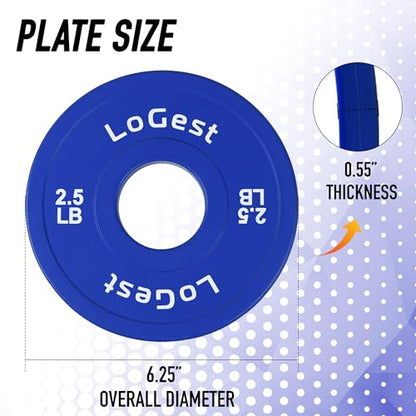 Logest Change Weight Plates 0.50LB 1.25LB 2.5LB 5LB Set Weight Plates for Olympic Bars Perfect for Strength Training Weight Plates Exercise Balance Increase Fractional Plate Olympic Bumper Plates - color: Blue - 2.5 LB Pair