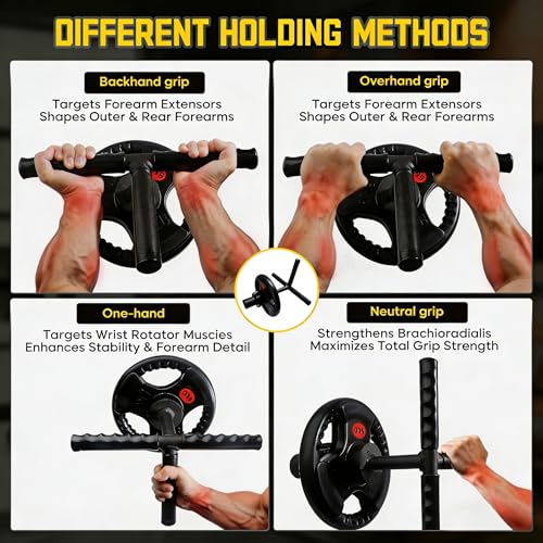 Strong Arm Forearm Trainer & Wrist Strengthener, Adjustable Alloy Steel Forearm Bar Grip Trainer with Non-Slip Handle & Clamp, Portable Forearm Exerciser for Home Office Gym