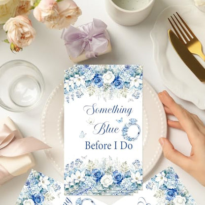 Rakuto Something Blue Bridal Shower Decorations, 100PCS Bachelorette Wedding Engagement Disposable Napkins Party Before I Do Decorations for Bachelorette Engagement Wedding (7.1 * 4.3 Inches) - style: Something Blue