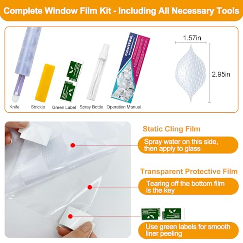 Countewol Frosted Window Privacy Film, Static Cling Non-Adhesive, Removable & Reusable, Anti-UV Heat Blocking for Bathroom Bedroom Office (Wave Frosted, 23.6 x 78.7 in) - color: Wave Frosted, size: 23.6 x 78.7 in