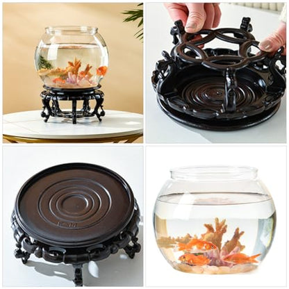 DECHOUS Round Fish Bowl with Stand, 2 Gallon Fish Tank Decor Tabletop Small Fish Bowl Hydroponic Vase Planter Aquarium Desktop Fish Tank for Betta Fish/Goldfish, Plastic Material