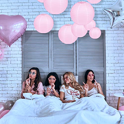 LIHAO Pink Paper Lanterns for Weddings, Birthdays, Parties and Events, 4 Size - 10PCS (6"/ 8"/ 10" /12") - color: Pink
