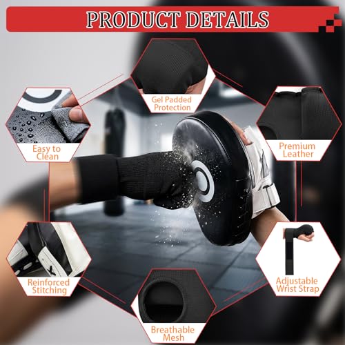 4-in-1 Boxing Gloves and Punching Mitts Set, MMA Sparring Gloves, Boxing Mitts and Pads, Youth Toddler Boxing Gloves Gear for Sparring Training, Complete Kit for Beginners Boys Girls Age