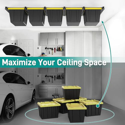 EVERHANGER Ceiling Storage Rack, Heavy Duty Overhead Garage Storage Rack, Adjustable Ceiling Bin Storage System, 5 Sets for 4 Bins, 26 Inch - style: For 4 Bins