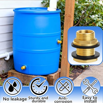 Ceaeso 1/2" NPT Female X 3/4" Male GHT(Garden Hose Threaded), Soild Brass Bulkhead Fitting With 2 Rubber Rings For Water Tower Tank Barrels Rain Barrels… - color: 1 pack-A