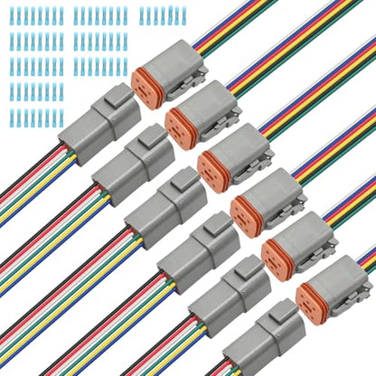 6 Pack Sealed Waterproof DT Connector, 16 AWG 6-Pin Male and Female Automotive Wire Connectors with Heat Shrink Tubes, Replacement for the Electrical Systems of Motorized Vehicles