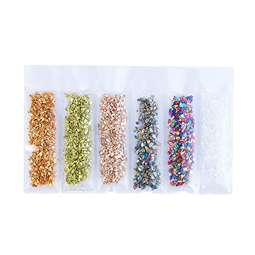 Nail 3D Crushed Stone Colorful Irregular Rock Crystal Glass DIY Piece Gemstones Nail Art Crafts Decoration - color: 6Grids Rock Stone04