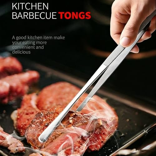 12Inch BBQ Long Forceps Tweezers, Serrated Flat Tips Science Surgical Tongs Jewelers Needle Metal Sewing Sharp Kitchen Cooking Tweezers With Teeth Knurled Handles - color: 2 Parks12in Bbq Tongs W/Hook
