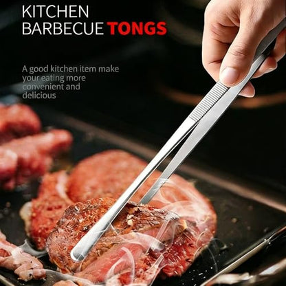 12Inch BBQ Long Forceps Tweezers, Serrated Flat Tips Science Surgical Tongs Jewelers Needle Metal Sewing Sharp Kitchen Cooking Tweezers With Teeth Knurled Handles - color: 2 Parks12in Bbq Tongs W/Hook