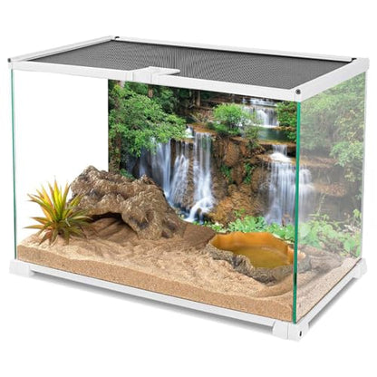 AWERT 30x12 inches Waterfall Terrarium Background Rainforest Aquarium Background Tropical Plants Green Tree Reptile Habitat Background Vinyl - size: 30x12in/75x30cm