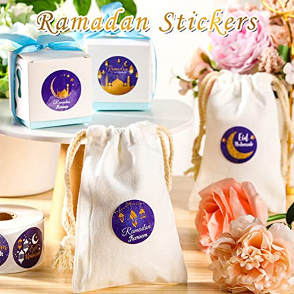 Nezyo 600 Pieces Ramadan Mubarak Stickers Eid Islamic Kareem Wall Window Stickers Ramadan Envelopes Gift Bags Labels for Eid Party Decorations(Bright Style) - style: Bright Style