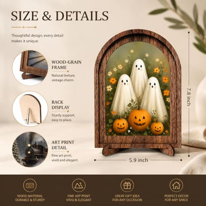 Cute Ghosts Pumpkin Arched Decor, Halloween Sign - color: Cute Ghost Pumpkin Trio